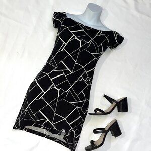 Shein Black and White Geometric Bodycon Size S
